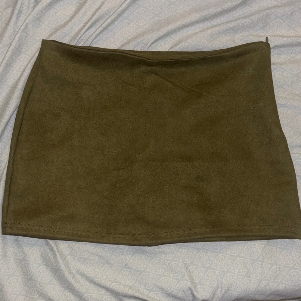 Olive Green Suede Autumn/ Fall Mini Skirt Skort NEVER WORN
